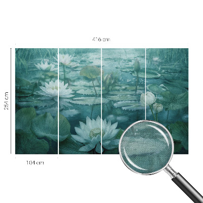 Peel and stick wall mural featuring water flowers