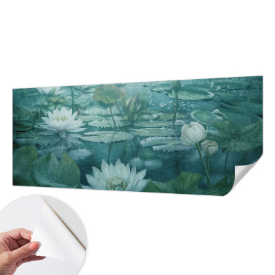 Peel and stick wall mural featuring water flowers