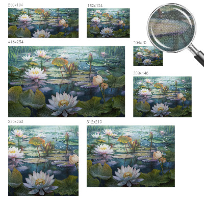Self-adhesive wall mural with a pond flowers motif