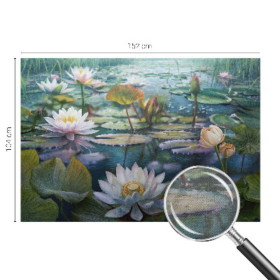 Self-adhesive wall mural with a pond flowers motif