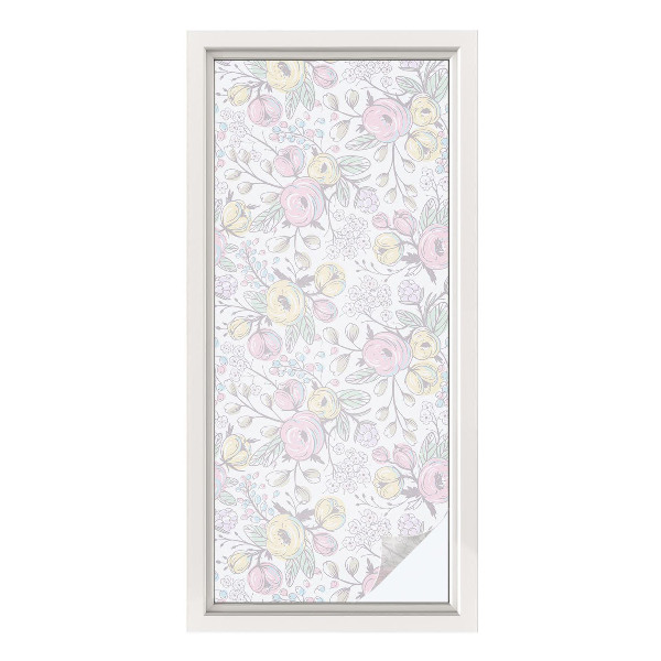 Opaque window film stained glass style Floral pattern