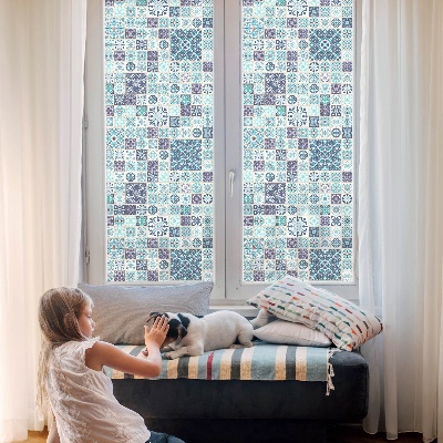 Colored window film stained glass Floral tiles