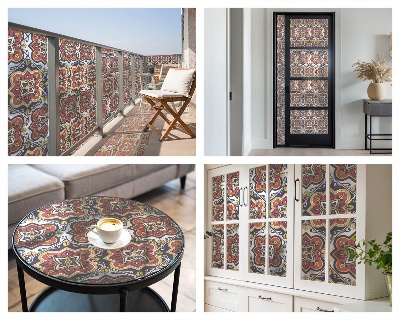 Frosted glass film stained glass effect Floral ornament