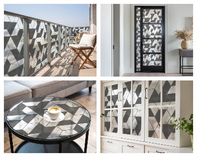 Opaque window film stained glass style Geometric illusions