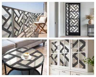 Frosted glass film stained glass effect Interlacing rectangles