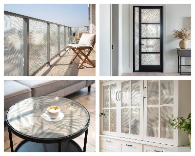 Frosted glass film stained glass effect Leafy elegance