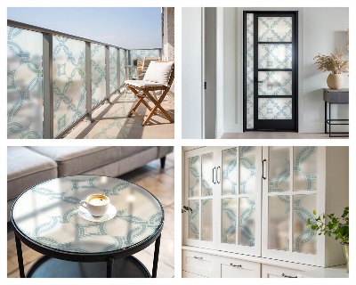 Privacy window film Blue geometry