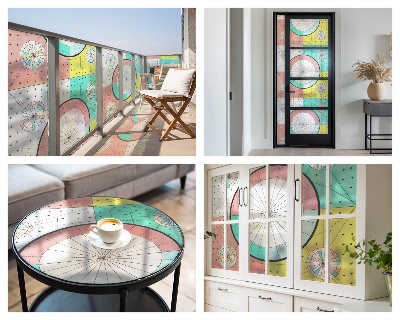 Colored window film stained glass Geometric circles