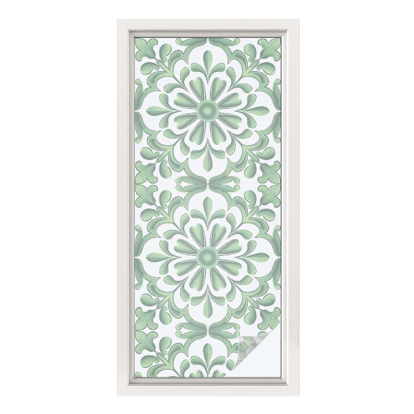 Opaque window film stained glass style Green leaves