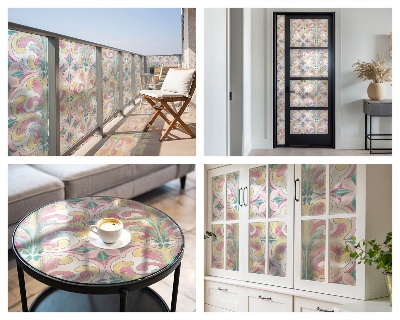 Colored window film stained glass Floral symmetry