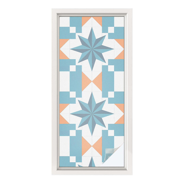 Opaque window film stained glass style Blue stars