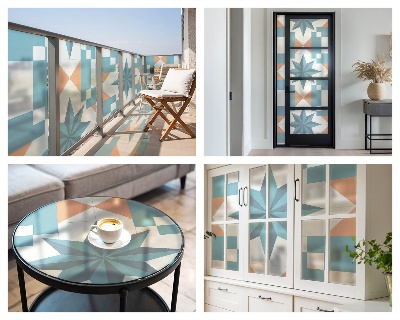 Opaque window film stained glass style Blue stars