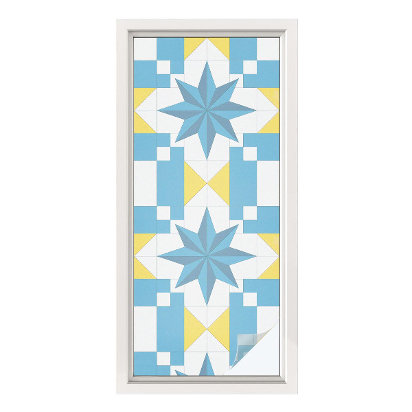 Colored window film stained glass Blue stars