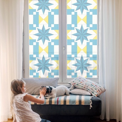 Colored window film stained glass Blue stars