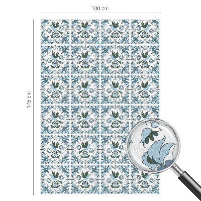 Opaque window film stained glass style Blue flowers