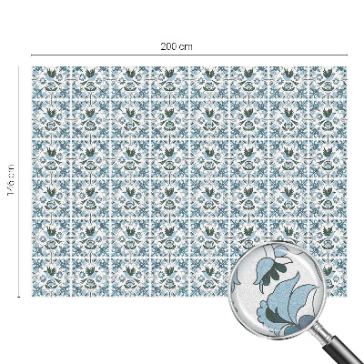 Opaque window film stained glass style Blue flowers