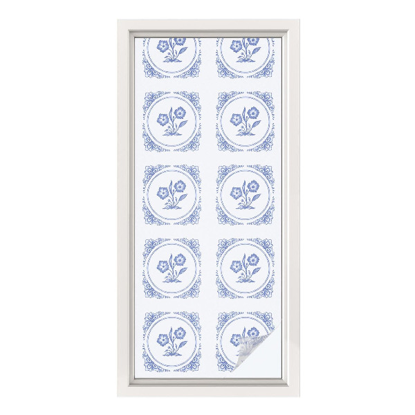 Opaque window film stained glass style Delicate flowers