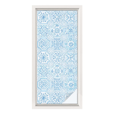 Frosted glass film stained glass effect Blue tiles