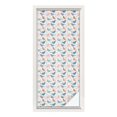 Opaque window film stained glass style Pastel birds