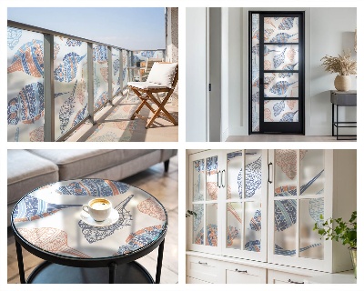 Frosted glass film stained glass effect Sea shells