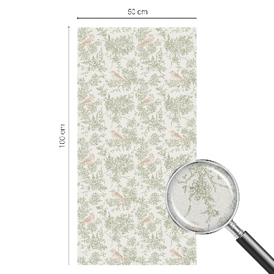 Opaque window film stained glass style Birds plants