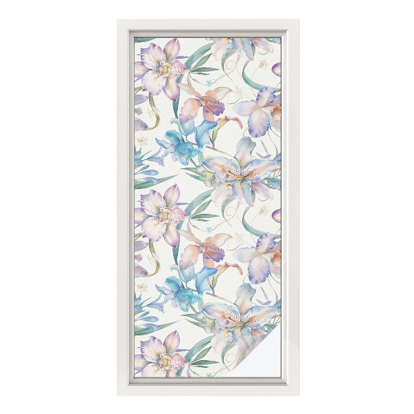 Opaque window film stained glass style Floral motif