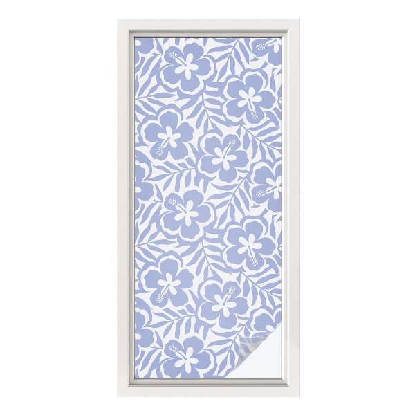 Opaque window film stained glass style Hibiscus flowers