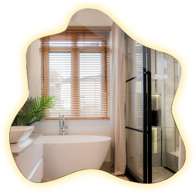 Splash shaped mirror LED illuminated