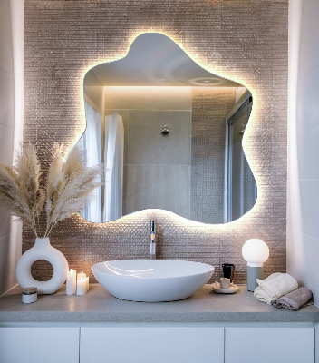 Splash shaped mirror LED illuminated