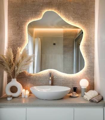 Splash shaped mirror LED illuminated