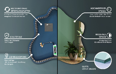 Splash shaped mirror LED illuminated