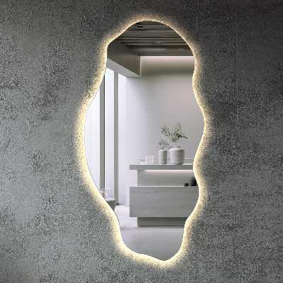 Asymmetrical stylish mirror with LED lighting