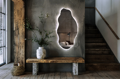 Asymmetrical stylish mirror with LED lighting