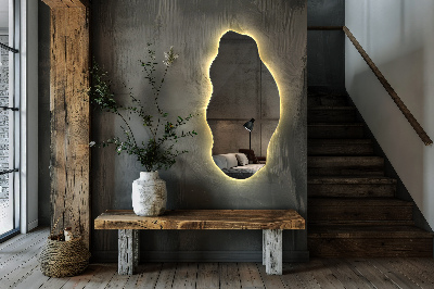 Asymmetrical stylish mirror with LED lighting