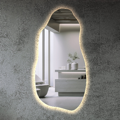 Uniquely shaped mirror contemporary design with integrated LED lights