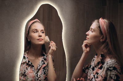 Uniquely shaped mirror contemporary design with integrated LED lights