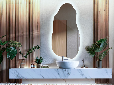 Uniquely shaped mirror contemporary design with integrated LED lights
