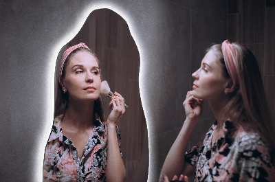 Uniquely shaped mirror contemporary design with integrated LED lights