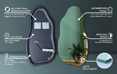Uniquely shaped mirror contemporary design with integrated LED lights