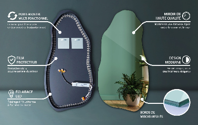 Uniquely shaped mirror contemporary design with integrated LED lights