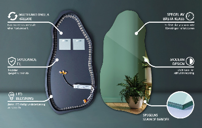 Uniquely shaped mirror contemporary design with integrated LED lights