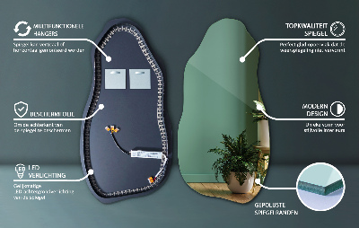 Uniquely shaped mirror contemporary design with integrated LED lights