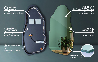 Uniquely shaped mirror contemporary design with integrated LED lights
