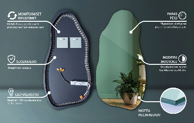 Uniquely shaped mirror contemporary design with integrated LED lights