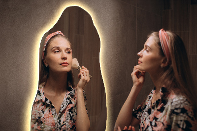 Uniquely shaped mirror contemporary design with integrated LED lights