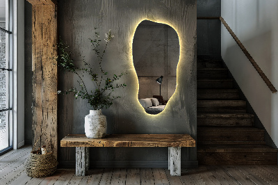 Uniquely shaped mirror contemporary design with integrated LED lights