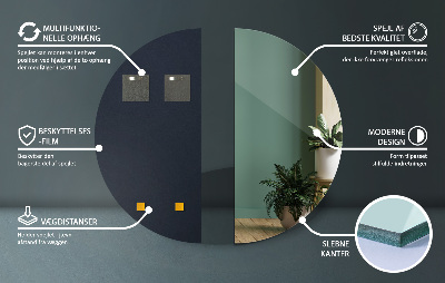 Half circle mirror without frame