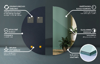 Half circle mirror without frame