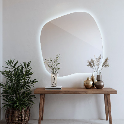 Organic mirror with LED lights modern accent