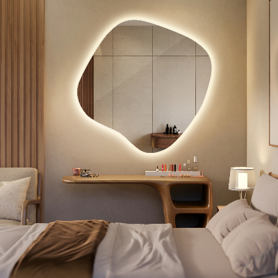 Organic mirror with LED lights modern accent
